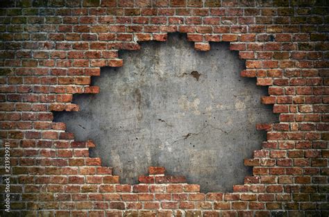 Old red brick wall damaged background Stock Illustration | Adobe Stock