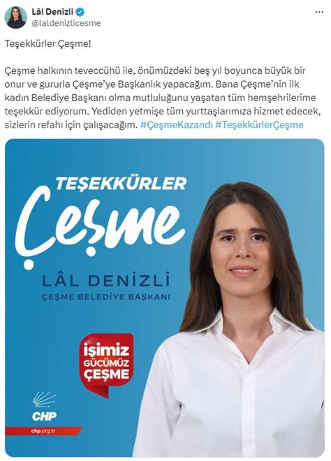 CHP nin adayı Lâl Denizli Çeşme nin ilk kadın belediye başkanı oldu