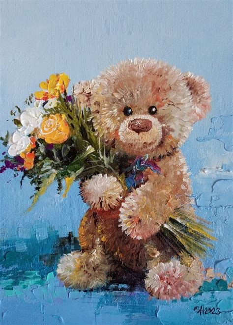 Painting Teddy Bear Art Collection Oil Painting Handmade Paintings