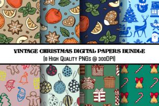 Vintage Christmas Digital Papers Bundle Graphic By Ashking Creative