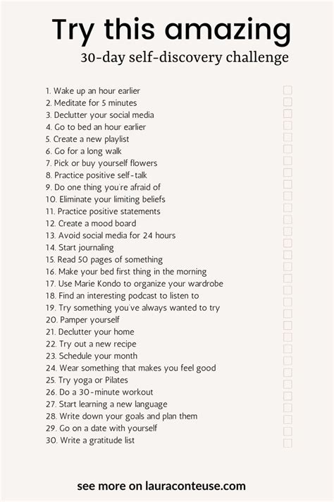 30 Day Self Discovery Challenge Self Improvement Self Challenges