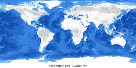 Watercolor Realistic Map Seas Oceans Blue Stock Illustration 1076513930 ...