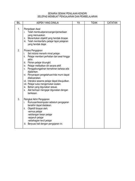 Senarai Semak Penilaian Kendiri Pdf