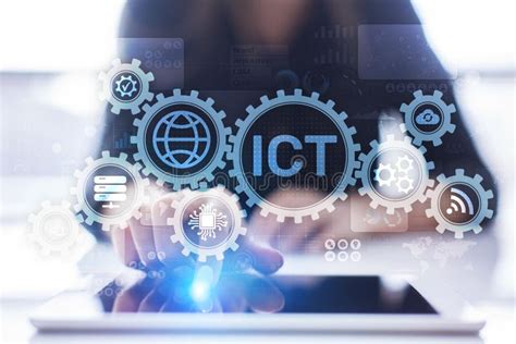 Ict Informatie En Communicatietechnologieconcept Op Virtueel Scherm