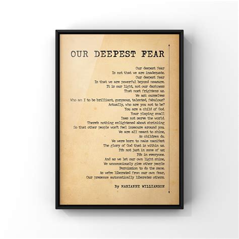 Our Deepest Fear Poem by Marianne Williamson Wall Art Print - Etsy UK