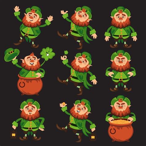 Premium Vector Leprechaun Cartoon Character Set For Saint Patrick Day