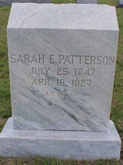 Sarah Elizabeth Martindill Patterson M Morial Find A Grave