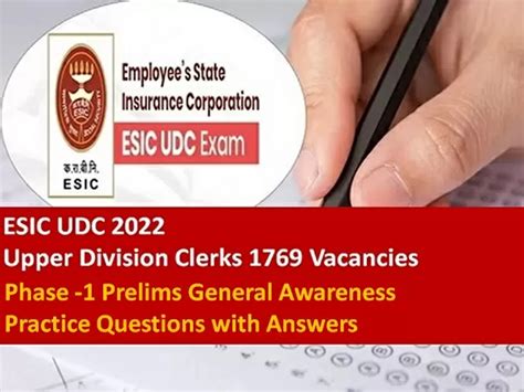 Esic Udc Phase Prelims Practice Important General Awareness