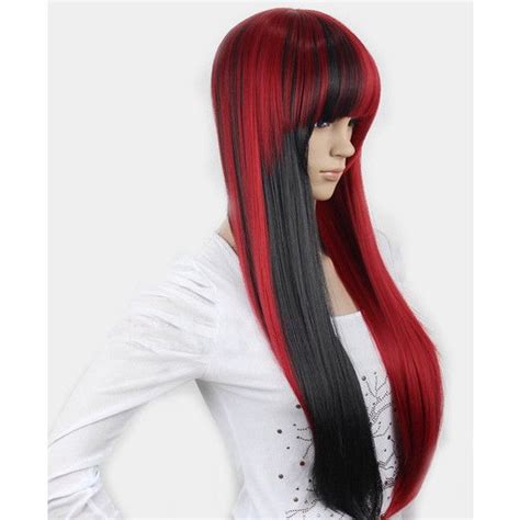 Straight Long Black And Red Wig Synthetic Wig High Quality Wig