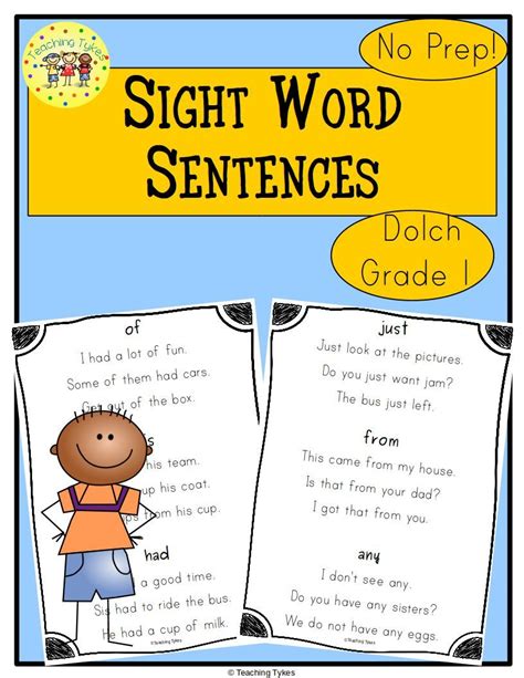 Dolch First Grade Sight Word Sentences Teaching Sight Words Sight Hot