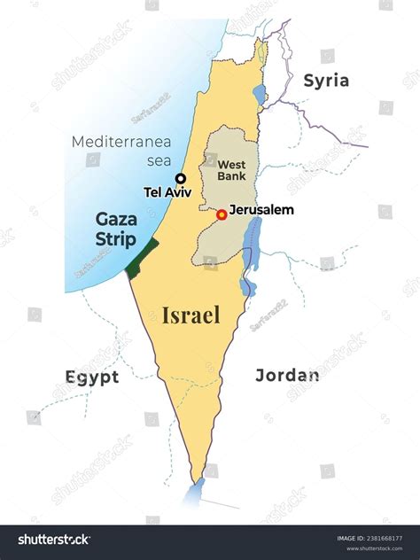 Israel Map Capital Jerusalem Highlighted Gaza Stock Vector (Royalty Free) 2381668177 | Shutterstock