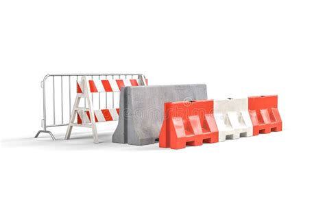 Four Types of Road Barricades Stock Illustration - Illustration of ...