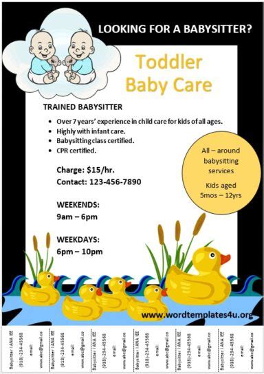 Babysitter Flyer Template Tear Off Word Templates