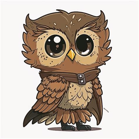 Un Dessin Animé D un Hibou Mignon Avec De Grands Yeux Photo Premium