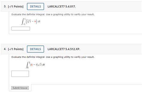 Solved 3 1 Points DETAILS LARCALCET7 5 4 017 Evaluate Chegg