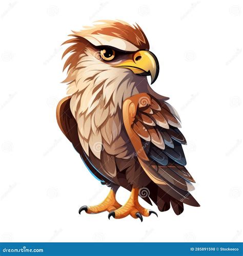 Cute Hawk Character Icon Vector Illustration In Earthy Colors Royalty