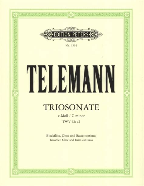 Triosonate F R Blockfl Te Oboe Und Basso Continuo C Moll Twv C Von