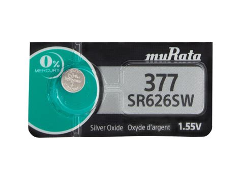 Murata SR626SW 377 28mAh 1 55V Silver Oxide Watch Battery 1 Piece