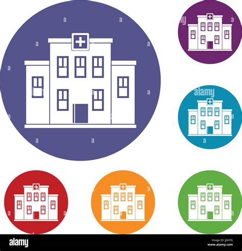 City Hospital Building Icons Set Stock Vector Image Art Alamy