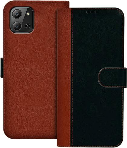 Hupshy Infinix Hot Black And Brown Leather Back Cover Pack Of