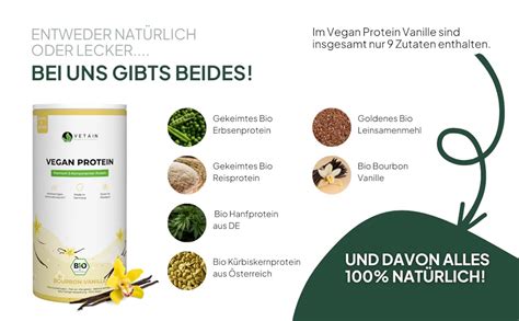 Vetain Vegan Protein Vanille Bio Veganes Proteinpulver Bestens