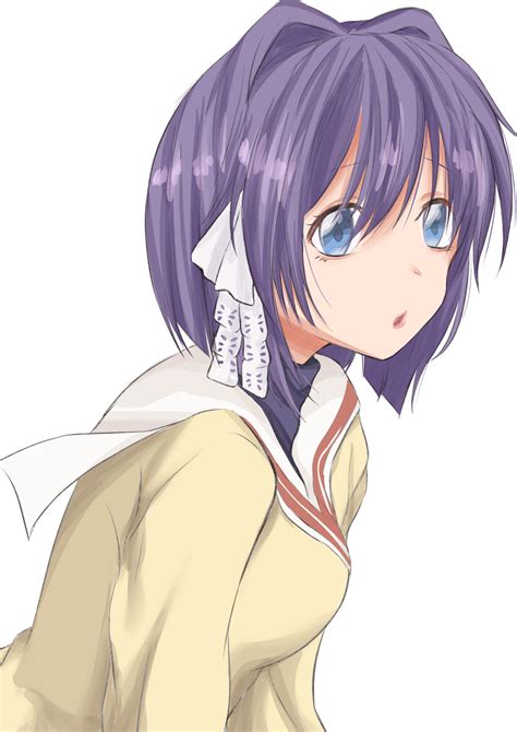 Papel De Parede Fujibayashi Ryou Clannad Cabelo Curto Cabelo Roxo