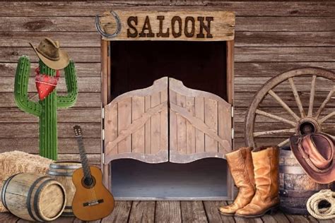 Cowboy Photography Backdrop Rustic Wood Barn Door Saloon Wild Western