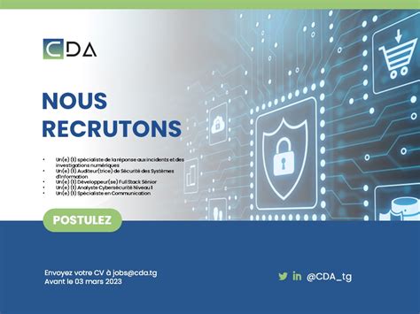 Cyber Defense Africa CDA Recrute Pour Plusieurs Postes