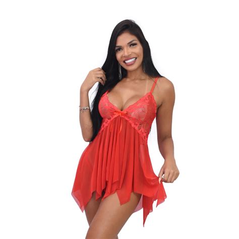 Camisola Em Renda Calcinha Fio Sensual Linha Noite Lingerie