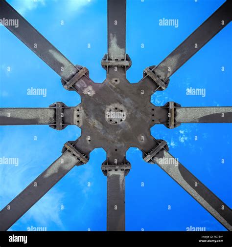 Star Shaped Supporting Structure Taken From Below Against The Blue Sky