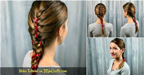 Beautiful Simple Braid With Ribbon Hairstyle For Long Hair