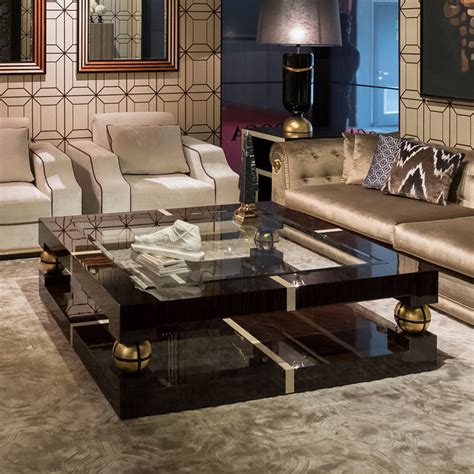 Luxury Ebony And Gold Square Coffee Table Juliettes Interiors