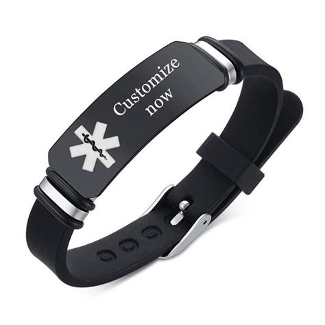 Custom Medical Alert Id Bracelet Personalized Silicone Medical Wristband Allergy Disease