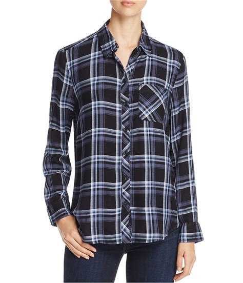 Beach Lunch Lounge Beachlunchlounge Womens Plaid Button Up Shirt