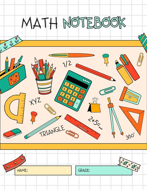 Free Printable Custom Math Notebook Cover Templates Canva