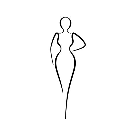 Woman Body Sketch Line Art Icon Female Pose Outline Silhouette Model