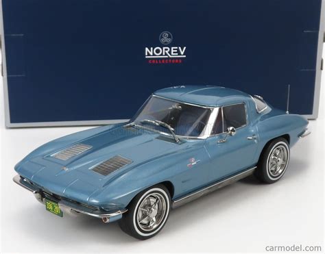 NOREV 189050 Масштаб 1 18 CHEVROLET CORVETTE STINGRAY COUPE 1963 BLUE MET