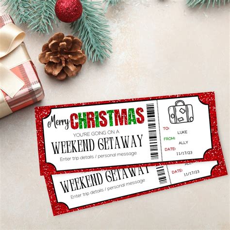 Christmas Weekend Getaway Gift Voucher Surprise Weekend Away Ticket ...