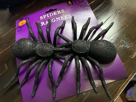 2pc Realistic Black Glitter Spider Tarantula Fakeprankhalloween 6w X