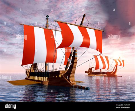 ancient greek rowing warships Stock Photo - Alamy