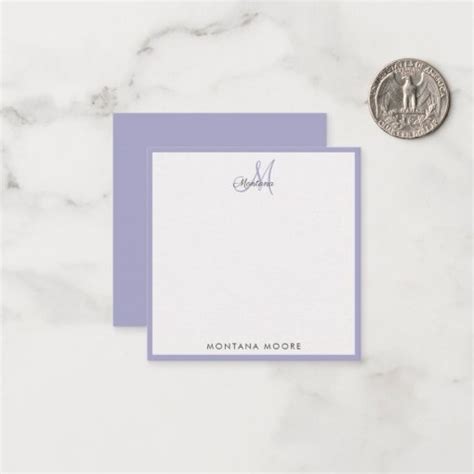 Elegant Monogram Modern Simple Girly Peri Purple Note Card Zazzle