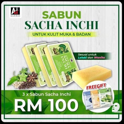 3 Unit Sabun Muka Badan Sacha Inchi Ai Global 80gram Lazada