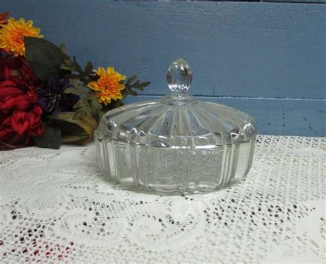 Vintage Anchor Hocking Candy Dish With Lid Old Cafe Pattern