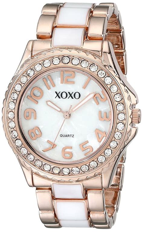 Xoxo Womens Xo5472 Rose Gold Tone And White Epoxy Bracelet Watch