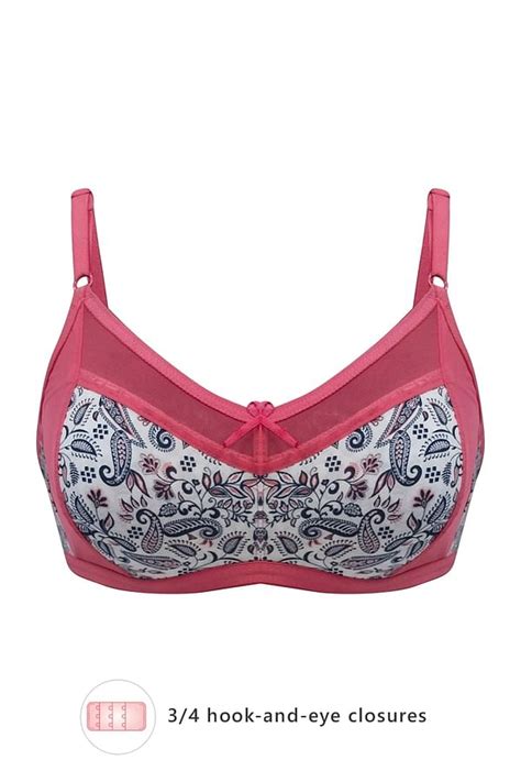 Buy Non Padded Non Wired Full Cup Paisley Print Bra In Coral 100 Cotton Online India Best