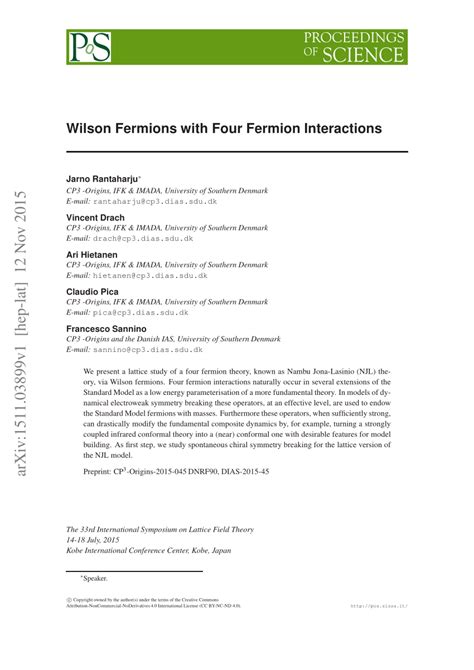 Pdf Wilson Fermions With Four Fermion Interactions