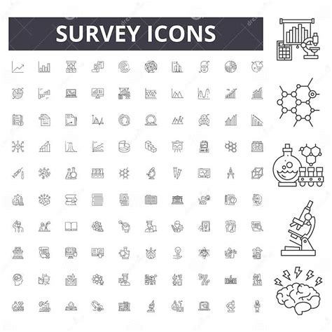 Lnea Iconos Muestras Sistema Del Vector Concepto De La Encuesta Del