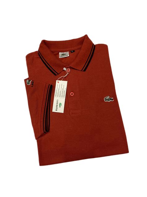 Lacoste Men S Polo T Shirt Tipping Coller Dark Orange