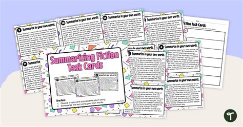 Summarizing Fiction Task Cards Teach Starter