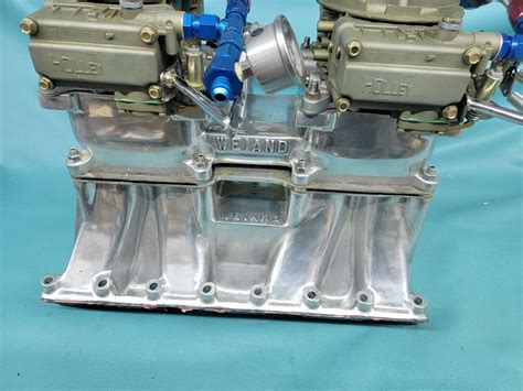 Hemi Polished Weiand Tunnel Ram W Holley Center Squirter Carbs